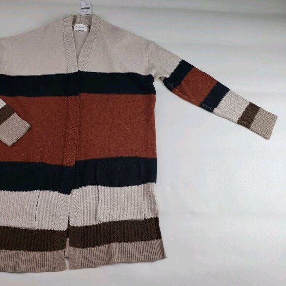 Bohme Striped Duster Cardigan Sweater Womens Medium/Large Brown Open Front NEW - Picture 3 of 10
